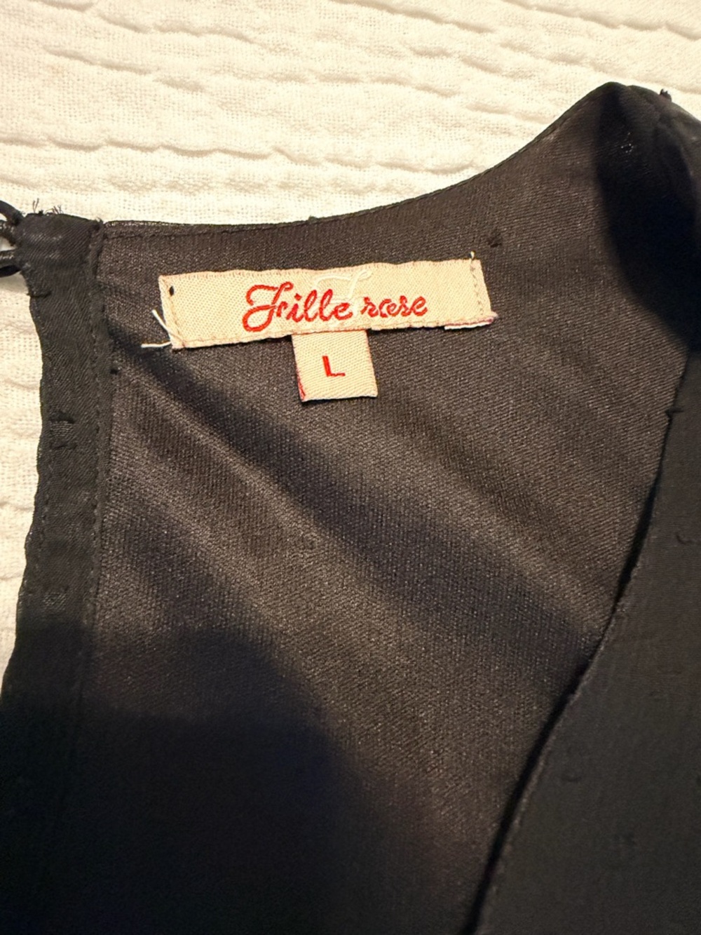 Frille Rose Black Long-Sleeve V-Neck Swiss Dot A-Line Dress - Picture 9 of 12